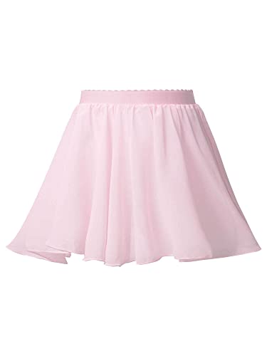 CHICTRY Mädchen Tanz Rock Chiffon Faltenrock Eiskunstlauf Rock Rüschen Tanzrock für Ballett Gymnastik Skater Cheerleaderin Dancewear Rosa A 146-152 von CHICTRY