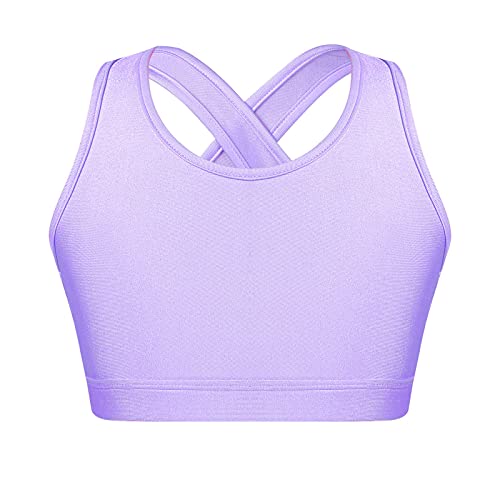 CHICTRY Mädchen Top Bauchfrei Oberteile Yoga Bustier Bralette Sport BH ohne Bügel Kinder Tank Top Ballett Tanz Unterwäsche Strech Gr. 98-164 Lila 122-128 von CHICTRY