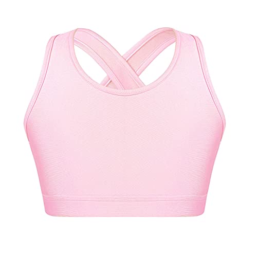 CHICTRY Mädchen Top Bauchfrei Oberteile Yoga Bustier Bralette Sport BH ohne Bügel Kinder Tank Top Ballett Tanz Unterwäsche Strech Gr. 98-164 Rosa 134-140 von CHICTRY