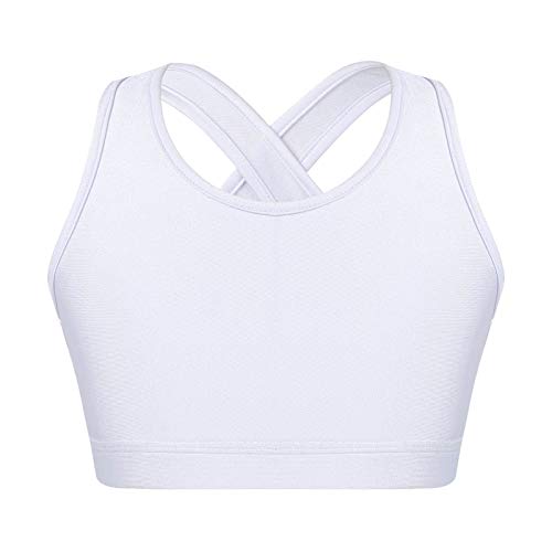 CHICTRY Mädchen Top Bauchfrei Oberteile Yoga Bustier Bralette Sport BH ohne Bügel Kinder Tank Top Ballett Tanz Unterwäsche Strech Gr. 98-164 Weiß E 134-140 von CHICTRY