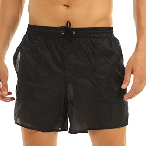 CHICTRY Mesh Shorts Herren Transparent Netzhose Sexy Kurz Strtech Trunk Shorts Sommer Unterwäsche Männer Unterhose Dessous Party Clubwear Schwarz D XL von CHICTRY