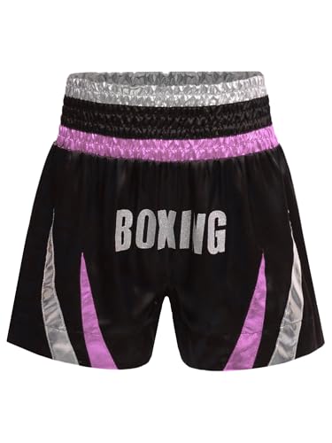 CHICTRY Muay Thai Short Kinder Muay Thai Hose Junior Jungen Und Mädchen Kickboxen Hose Für Kampfsport Käfigkampf Und Training Rosa und Silber 134-140 von CHICTRY