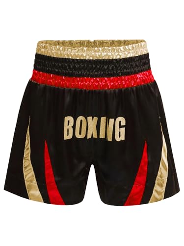 CHICTRY Muay Thai Short Kinder Muay Thai Hose Junior Jungen Und Mädchen Kickboxen Hose Für Kampfsport Käfigkampf Und Training Rotes Gold 122-128 von CHICTRY