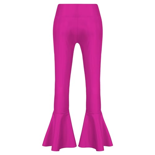 CHICTRY Schlaghose Metallic Kinder Mädchen Leggings Glänzend High Waist Tanzhose Weites Bein Latein Jazzpants Tanzbekleidung Hot Pink 128 von CHICTRY