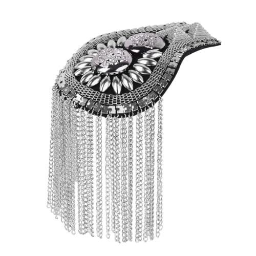 CHICTRY Schulterklappe Quaste Niet Schulter Brosche mit Quaste Ketten Schulter Bretter Kostüm Prinz Polizei Kapitän Uniform für Damen Herren 1/2 Stück Silber A 2Pcs Einheitsgröße von CHICTRY