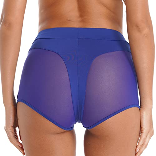 CHICTRY Shorts Damen Gym Yoga Fitness Kurze Hose Leggings Sexy Transparent Einfarbig Skinny Sportleggins Sporthose Yogahose Hotpants Laufshorts Sweatshorts Navy Blau S von CHICTRY