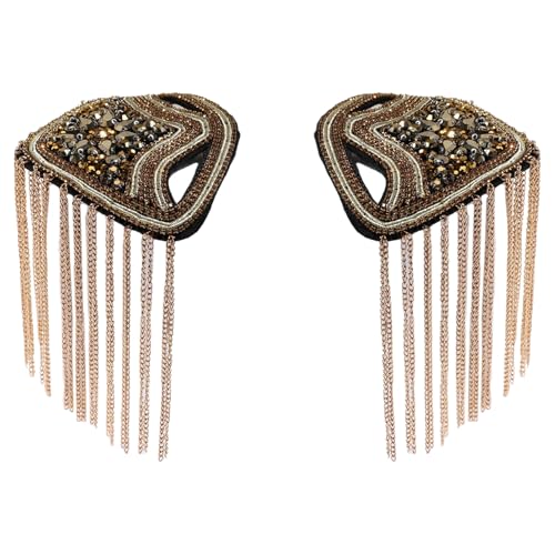 Chictry Punk Kette Quaste Schulter Epauletten Glocken Franse Epaulette Brosche Nadeln Für Jacke Uniform Gold 1 Einheitsgröße von CHICTRY
