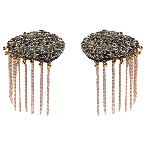 Chictry Punk Kette Quaste Schulter Epauletten Glocken Franse Epaulette Brosche Nadeln Für Jacke Uniform Gold 2 Einheitsgröße von CHICTRY