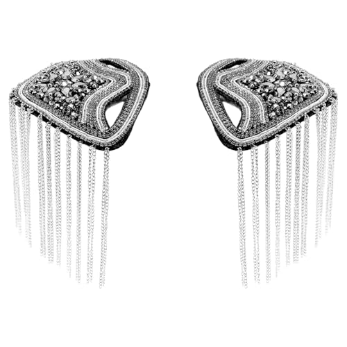 Chictry Punk Kette Quaste Schulter Epauletten Glocken Franse Epaulette Brosche Nadeln Für Jacke Uniform Silber 1 Einheitsgröße von CHICTRY