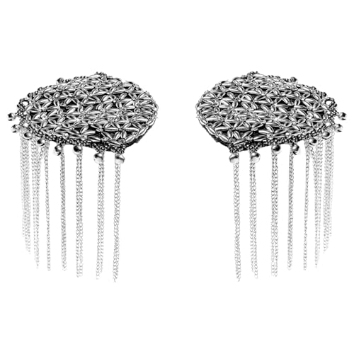 Chictry Punk Kette Quaste Schulter Epauletten Glocken Franse Epaulette Brosche Nadeln Für Jacke Uniform Silber 2 Einheitsgröße von CHICTRY