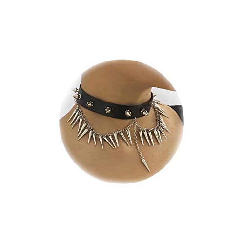 Halloween-Leder-Spike-Halskette, Gothic, Fluss, Spike, Nieten, Choker-Halskette für Frauen und Mädchen, PU, andere Halloween-Leder-Spike-Halskette, Gothic, Fluss, Spike, Nieten, Choker-Halskette für Frauen und Mädchen, PU, andere von CHICYOHO