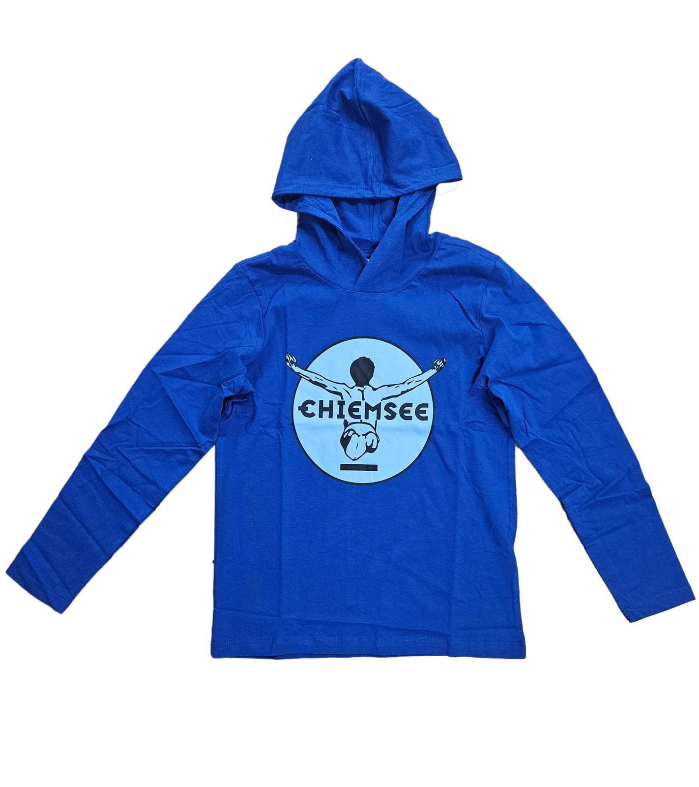 CHIEMSEE Kinder Baumwoll-Pullover Langarm-Shirt mit Kapuze und großen Logo-Patch 84505919 Blau von CHIEMSEE