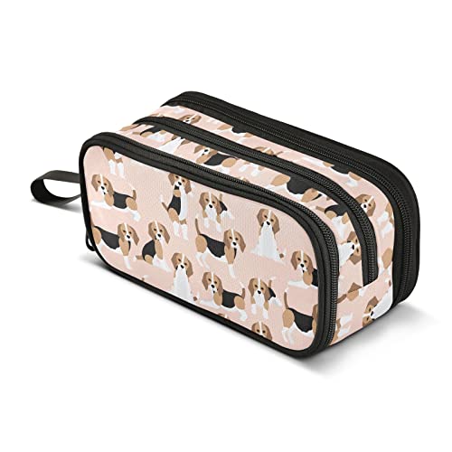 CHIFIGNO Beagle Dog Hohe Kapazität Federmäppchen Büro College Schule Große Aufbewahrung Bleistift Tasche Make-up Kosmetiktasche für Mädchen Erwachsene Student von CHIFIGNO