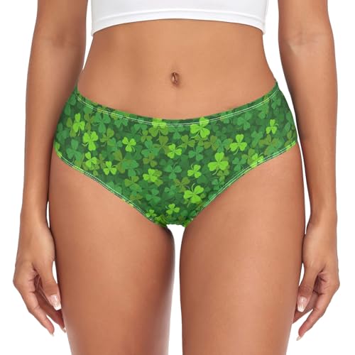 CHIFIGNO Damen-Bambusfaser-Unterwäsche, atmungsaktiv, sexy Bikinihöschen, Grünes Kleeblatt, M von CHIFIGNO