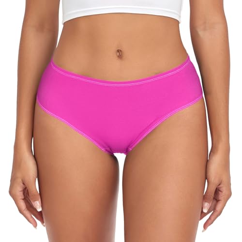 CHIFIGNO Damen-Unterwäsche, Bambusfaser, süße Unterwäsche, Bikini-Höschen, klassischer Slip, weich, atmungsaktiv, Magenta Rose, L von CHIFIGNO