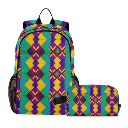 CHIFIGNO Karnevals-Rucksack für Kinder, Jungen, Mädchen, Schul-Büchertaschen-Set mit isolierter Lunchbox, Mittelschule, Tagesrucksack von CHIFIGNO