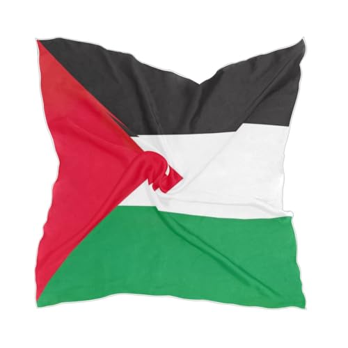 CHIFIGNO Palästina Flagge Quadratisch Schal Kopftuch Damen Leicht Elegant Seide Feeling Schal Kopf Halstuch, Palästina-Flagge, 23.6 x 23.6 Inches von CHIFIGNO