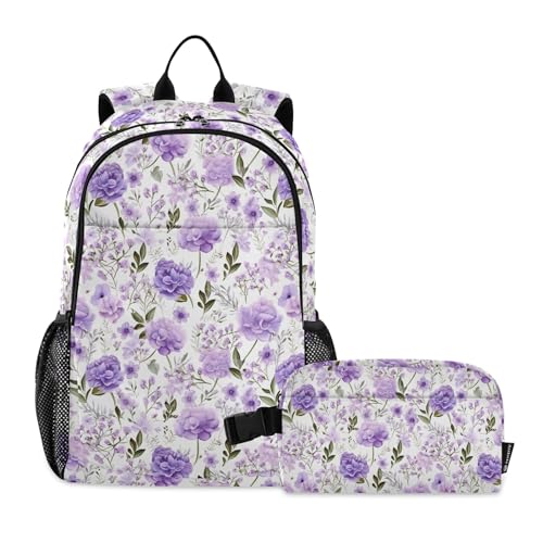 CHIFIGNO Schulrucksack, Schultaschen-Set mit isolierter Lunchtasche, Kinder-Reiserucksack, Violett von CHIFIGNO