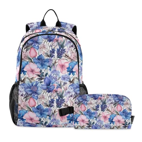 CHIFIGNO Schulrucksack-Set für Kinder, Schulranzen-Set mit isolierter Lunchtasche, Schulrucksäcke, Schulrucksäcke für Grundschule, Rosa / Blau von CHIFIGNO