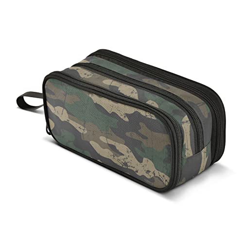 CHIFIGNO Große Kapazität Camouflage Grunge Federmäppchen Reißverschluss Federmäppchen Beutel Halter Box Kosmetik Make-up Tasche Reisetasche für Mädchen Junge Business Büro von CHIFIGNO