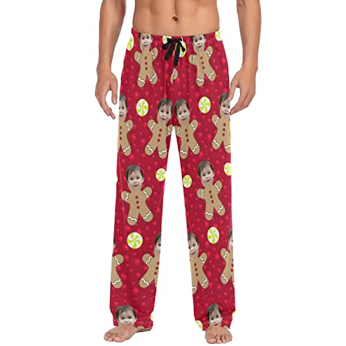 Personalisierte lustige Pyjamahose mit Fotogesicht, für Herren, individuelle Pyjama, Nachtwäsche, Hose mit Taschen für Freund, Ehemann, Vater, Custom 2, Large von CHIFIGNO