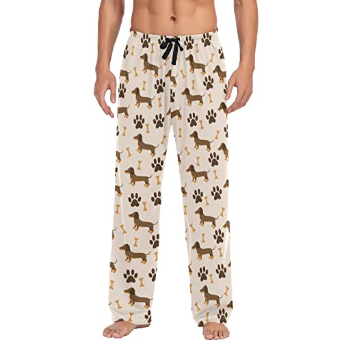 Rot Weihnachten Nussknacker Herren Pyjamahose Leichte Schlafhose mit Taschen Weiche Lounge Pyjamahose, Cute Dachshund Dogs, M von CHIFIGNO