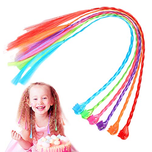 CHIFOOM 24stk kinder Haarsträhnen Regenbogen Mädchen Farbiger Haarverlängerungs Clip Nylon Extensions Bunt Haarverlängerungen mit Haarspangen für Mädchen Haarschmuck Party Geburtstage Karneval von CHIFOOM