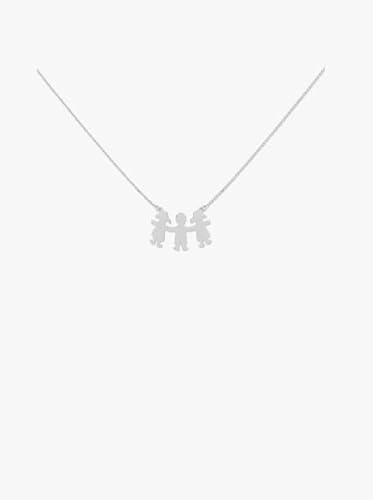 CHIGUAGUA Silberkette mit Familienanhänger, 12 x 20 mm, Kette 40 + 5 cm, silberfarben, 30.0 X 8.0 Milímetros, Silber, Silberfarben von CHIGUAGUA