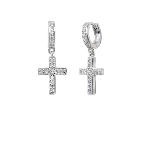 Creolen mit Kreuz, Anhänger aus Zirkonia, Silber, 10 x 23 mm Creolen mit Kreuz, Anhänger aus Zirkonia, Silber, 10 x 23 mm von CHIGUAGUA