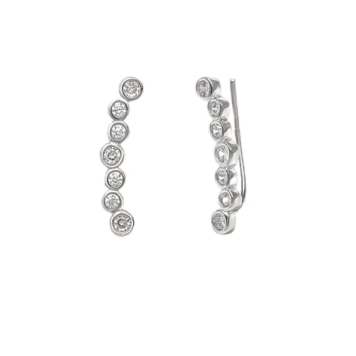 Ear Climber Kletterpflanze mit Kristallen, Silber, 3 x 20 mm, kreisförmiges Design Ear Climber Kletterpflanze mit Kristallen, Silber, 3 x 20 mm, kreisförmiges Design von CHIGUAGUA
