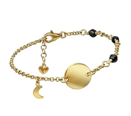 Goldenes Armband mit Mond und schwarzen Kristallen, 15 cm + 3 cm Verlängerung, 12 mm Goldenes Armband mit Mond und schwarzen Kristallen, 15 cm + 3 cm Verlängerung, 12 mm von CHIGUAGUA
