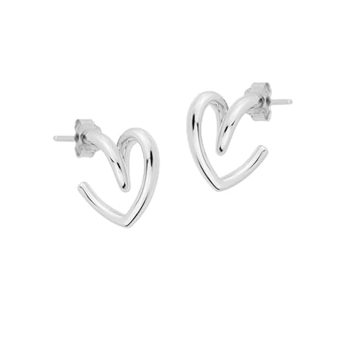 Ohrringe aus 925er Silber, offenes Herz, 16 x 18 mm, moderner Stil, silberfarben Ohrringe aus 925er Silber, offenes Herz, 16 x 18 mm, moderner Stil, silberfarben von CHIGUAGUA