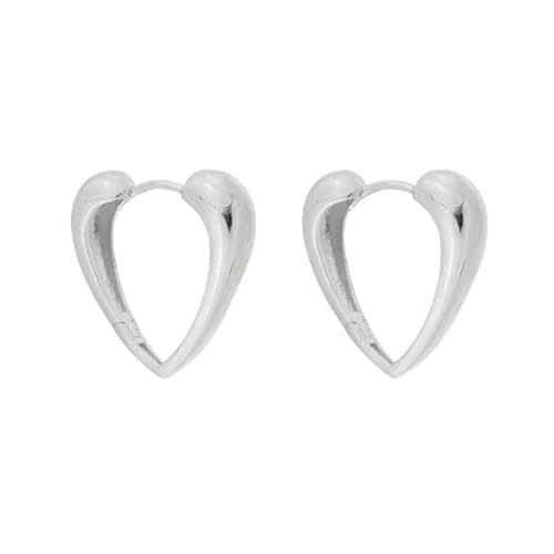 Ohrringe aus 925er Silber in Herzform, silberfarben, 24 mm Ohrringe aus 925er Silber in Herzform, silberfarben, 24 mm von CHIGUAGUA