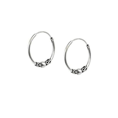 Ohrringe aus Sterlingsilber, Bali-Creolen, 2 x 14 mm, Farbe: Silber von CHIGUAGUA