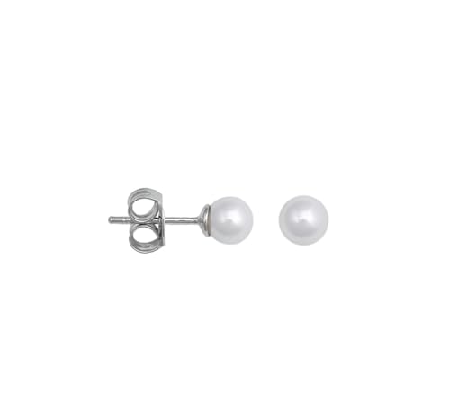 Ohrringe mit weißen Perlen, 4 mm, Silber von CHIGUAGUA