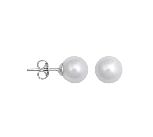 Ohrringe mit weißen Perlen, 8 mm, Silber von CHIGUAGUA