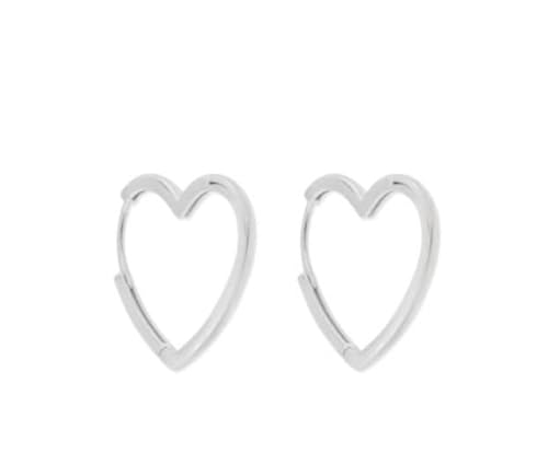 Silberne Herz-Ohrringe, 22 mm, minimalistischer Stil, silberfarben Silberne Herz-Ohrringe, 22 mm, minimalistischer Stil, silberfarben von CHIGUAGUA