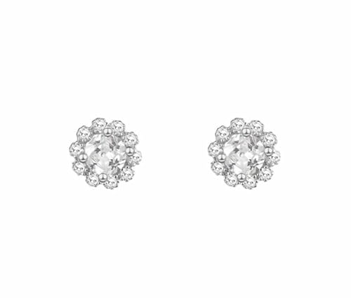 Silberohrringe mit Zirkonia, Blumen-Design, 8 mm, glänzend Silberohrringe mit Zirkonia, Blumen-Design, 8 mm, glänzend von CHIGUAGUA