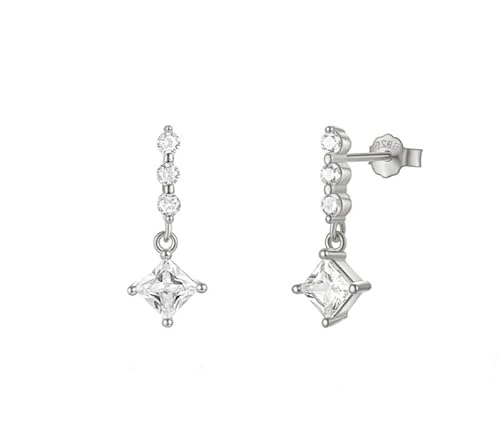 Silberohrringe mit Zirkonia, Design mit drei Steinen, 7 x 18 mm Silberohrringe mit Zirkonia, Design mit drei Steinen, 7 x 18 mm von CHIGUAGUA