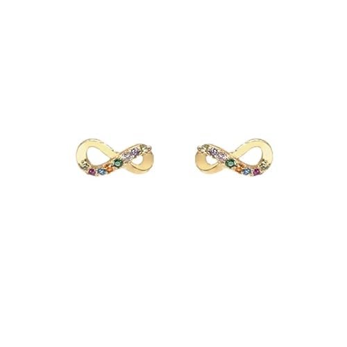 Unendlichkeits-Ohrringe mit mehrfarbigen Zirkonia, vergoldet, 8 x 4 mm von CHIGUAGUA