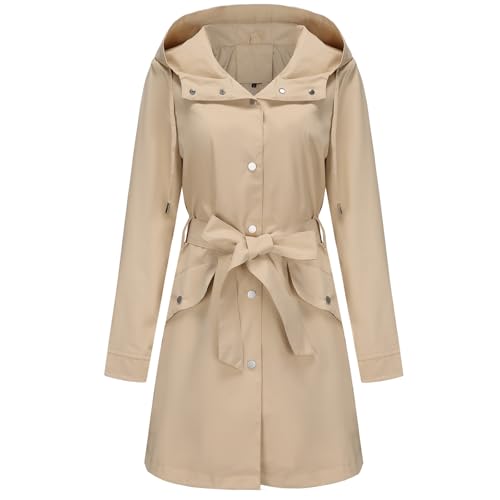 CHIGUO Frühlingsjacke Damen übergangsmantel Parka Leichter für Sommerjacke mit Kapuze Damen Outdoor Anorak Utility Hood Mantel von CHIGUO