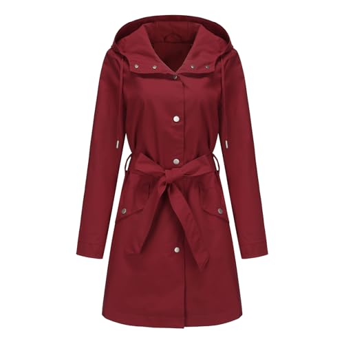 CHIGUO Frühlingsjacke Damen übergangsmantel Parka Leichter für Sommerjacke mit Kapuze Damen Outdoor Anorak Utility Hood Mantel von CHIGUO