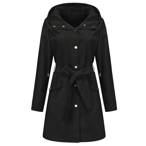 CHIGUO Frühlingsjacke Damen übergangsmantel Parka Leichter für Sommerjacke mit Kapuze Damen Outdoor Anorak Utility Hood Mantel von CHIGUO