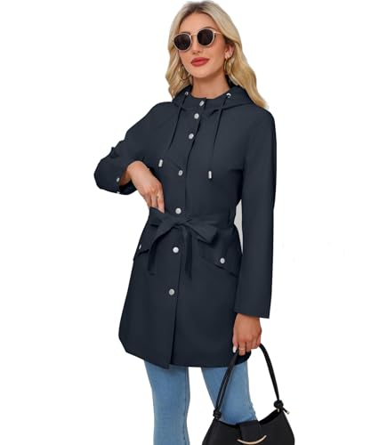CHIGUO Frühlingsjacke Damen übergangsmantel Parka Leichter für Sommerjacke mit Kapuze Damen Outdoor Anorak Utility Hood Mantel von CHIGUO