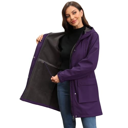 CHIGUO Women's Lightweight Winter Wasserdichte Jacken Warme gefütterte Mäntel mit Kapuze Softshell Lange Regenjacke von CHIGUO