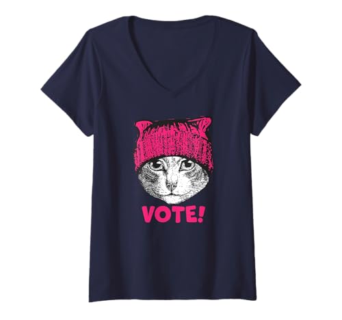 Damen Kinderlose Katze Damen Abstimmung PUSSYHAT CAT VOTE T-Shirt mit V-Ausschnitt Damen Kinderlose Katze Damen Abstimmung PUSSYHAT CAT VOTE T-Shirt mit V-Ausschnitt von CHILDLESS CAT LADIES VOTE PUSSYHAT CAT VOTE