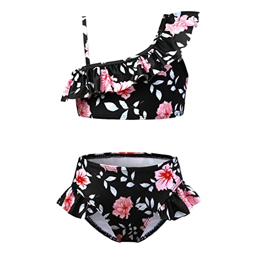 CHILDRENSTAR Einschulter-Badeanzug für Mädchen, zweiteilig, für Strand, Pool, Floral H52, 8-9 Jahre von CHILDRENSTAR