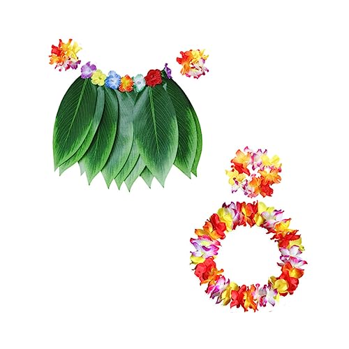 CHILDWEET 1 Satz Luau-halsketten Hawaii-girlanden-set Luau Partydekorationszubehör Blumen- Luau Kostüm Set Hula-kostüm Und Strandparty Luau Verlässt Den Rock Kleidung Halloween Kind von CHILDWEET