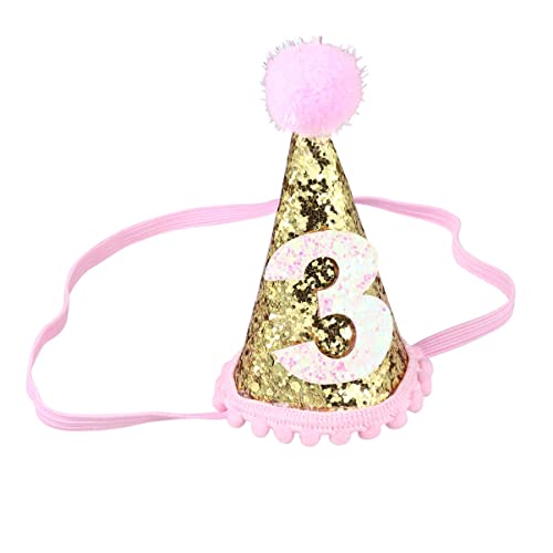 CHILDWEET 1stk 3. Geburtstag Prinzessin 3. Bday-hut Geburtstagsmütze 3 Geburtstagsparty-hut Erster Geburtstagshut Kegelhut Zum Ersten Geburtstag Zahlenhut 3-party-hut Konisch Kegel Hut Baby von CHILDWEET