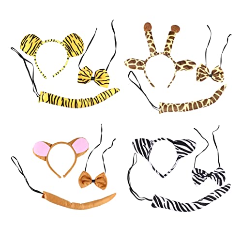 CHILDWEET 2 Sätze Zebra-kostümzubehör Tiger-kostüm-kit Kopfbedeckungen Für Halloween-kostüme Halloween-haarreifen Zoo Tiere Ohren Stirnband Tierohren Kostüm Kleidung Fräulein Geschenk von CHILDWEET